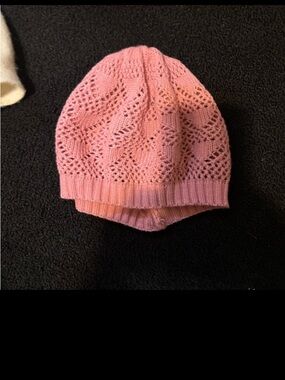 Knit Lace Beanie - Pink